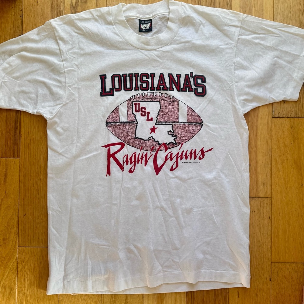 Vintage Louisiana Ragin’ Cajuns USL Tee Screen Stars Best L USA